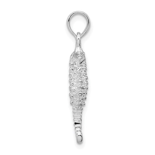 De-Ani Sterling Silver Rhodium-Plated Polished and Textured 3D Seahorse Pendant