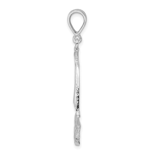 De-Ani Sterling Silver Rhodium-Plated Polished and Textured Sailboat on Water Pendant
