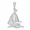 De-Ani Sterling Silver Rhodium-Plated Polished and Textured Sailboat on Water Pendant