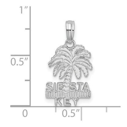 De-Ani Sterling Silver Rhodium-Plated Polished and Textured Siesta Key Palm Tree Pendant