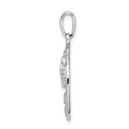 De-Ani Sterling Silver Rhodium-Plated Polished Marco Island Palm Tree Pendant