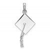 De-Ani Sterling Silver Rhodium-plated Polished 3D Moveable Tassel Graduation Cap Pendant