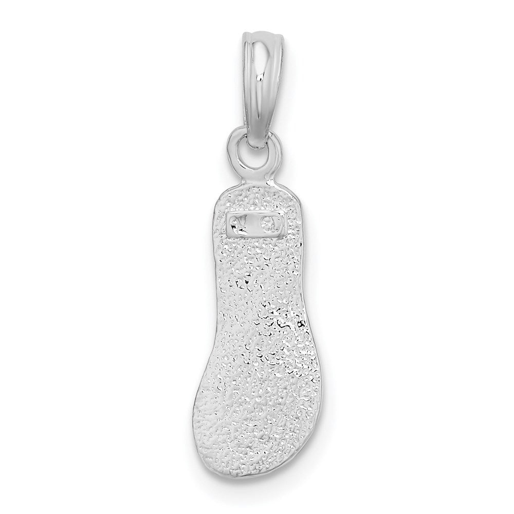 De-Ani Sterling Silver Rhodium-Plated Polished and Textured Flip Flop Pendant