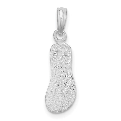 De-Ani Sterling Silver Rhodium-Plated Polished and Textured Flip Flop Pendant
