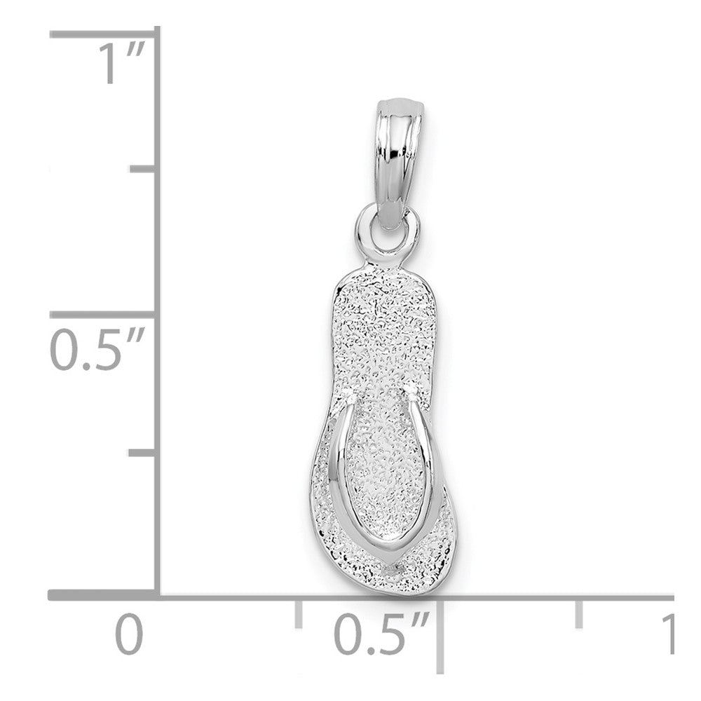 De-Ani Sterling Silver Rhodium-Plated Polished and Textured Flip Flop Pendant