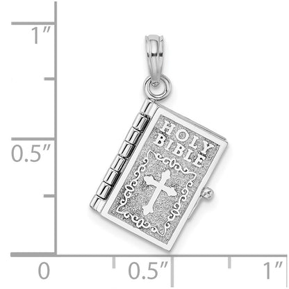 De-Ani Sterling Silver Rhodium-Plated 3D Moveable Lords Prayer Bible Pendant