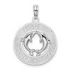 De-Ani Sterling Silver Rhodium-Plated Polished and Textured South Beach Dolphin Pendant