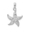 De-Ani Sterling Silver Rhodium-Plated Polished and Textured Starfish Pendant