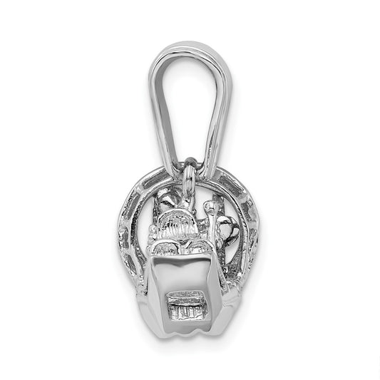 De-Ani Sterling Silver Rhodium-Plated Polished 3D Air Boat Pendant