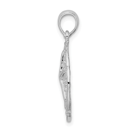 De-Ani Sterling Silver Rhodium-Plated Polished and Textured Sand Dollar Pendant