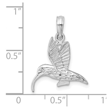 De-Ani Sterling Silver Rhodium-Plated Polished Hummingbird Pendant