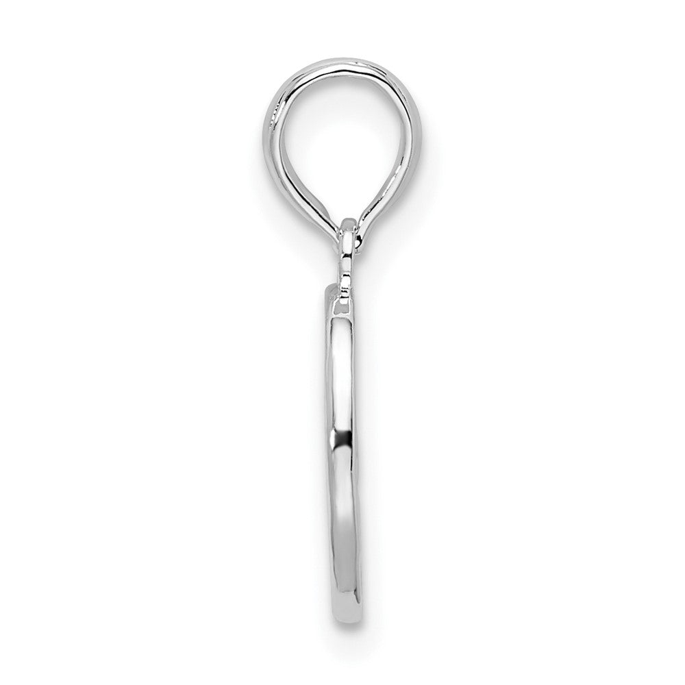 De-Ani Sterling Silver Rhodium-plated Polished and Textured Fleur de Lis Small Oval Pendant