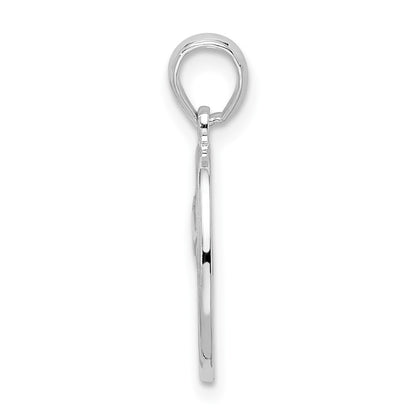 De-Ani Sterling Silver Rhodium-Plated Polished and Textured Fleur de Lis Oval Pendant