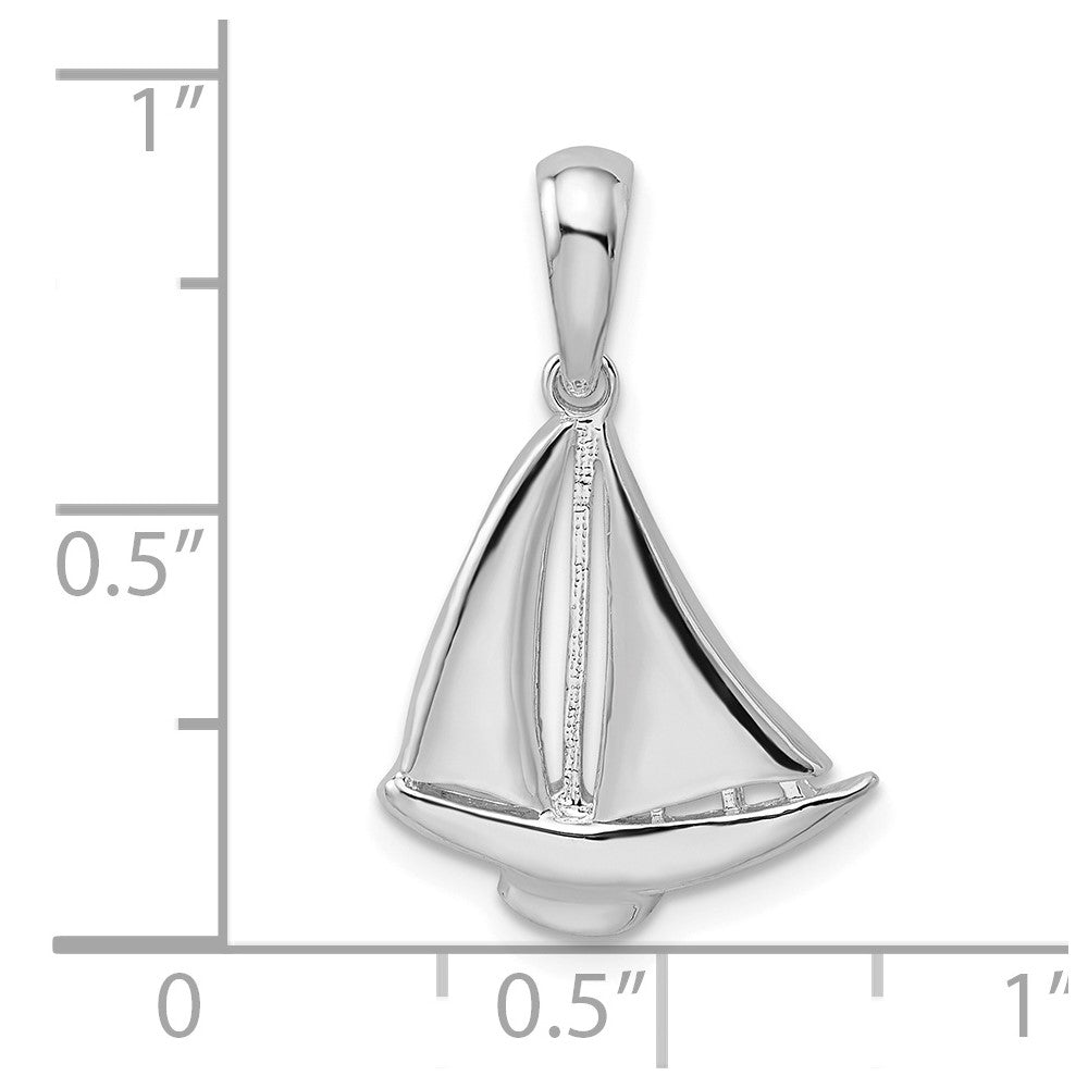 De-Ani Sterling Silver Rhodium-Plated Polished Sailboat Pendant