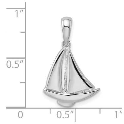 De-Ani Sterling Silver Rhodium-Plated Polished Sailboat Pendant