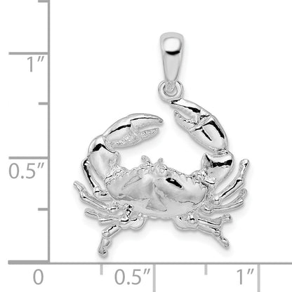 De-Ani Sterling Silver Rhodium-Plated Polished Stone Crab Pendant