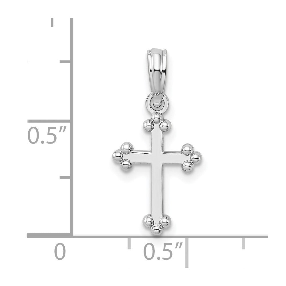 De-Ani Sterling Silver Rhodium-plated Polished Small Budded Cross Pendant