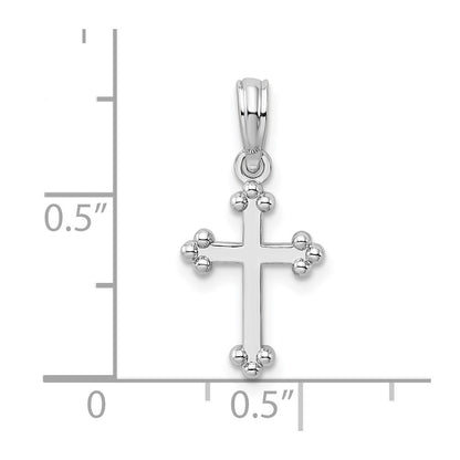 De-Ani Sterling Silver Rhodium-plated Polished Small Budded Cross Pendant
