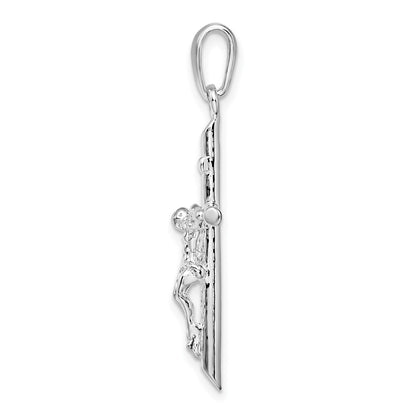 De-Ani Sterling Silver Rhodium-Plated Polished Crucifix Cross Pendant