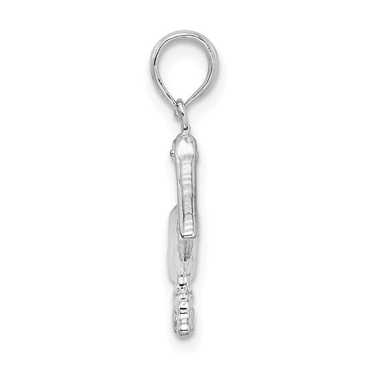 De-Ani Sterling Silver Rhodium-plated Polished 3D Pelican Pendant