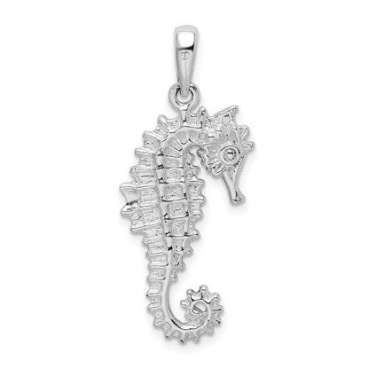 De-Ani Sterling Silver Rhodium-Plated Polished 3D Sea Horse Pendant