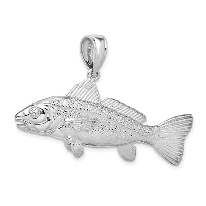 De-Ani Sterling Silver Rhodium-Plated Polished 3D Red Fish Pendant