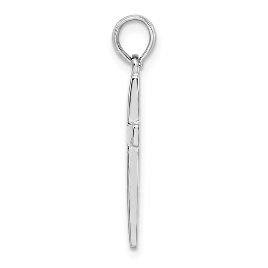 De-Ani Sterling Silver Rhodium-Plated Beveled Latin Cross Pendant