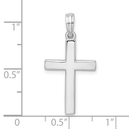 De-Ani Sterling Silver Rhodium-Plated Beveled Latin Cross Pendant