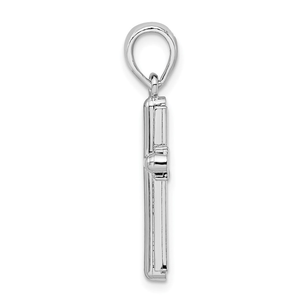 De-Ani Sterling Silver Rounded Cross with Frame Pendant