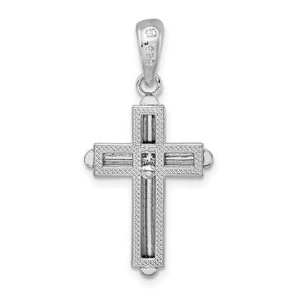 De-Ani Sterling Silver Rounded Cross with Frame Pendant