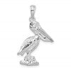 De-Ani Sterling Silver Rhodium-Plated 3D Standing Moveable Mouth Pelican Pendant