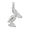 De-Ani Sterling Silver Small 3D Standing Moveable Mouth Pelican Pendant