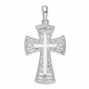 De-Ani Sterling Silver Rhodium-Plated Fancy Heart Design Cross Pendant