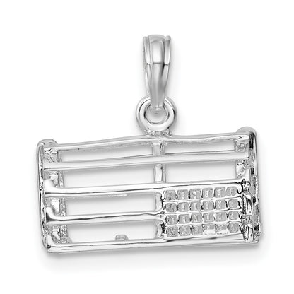 De-Ani Sterling Silver Rhodium-Plated Polished 3D Empty Lobster Trap Pendant