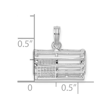 De-Ani Sterling Silver Rhodium-Plated Polished 3D Empty Lobster Trap Pendant