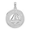 De-Ani Sterling Silver Rhodium-Plated Jamaica Round Circle with Sailboat Pendant