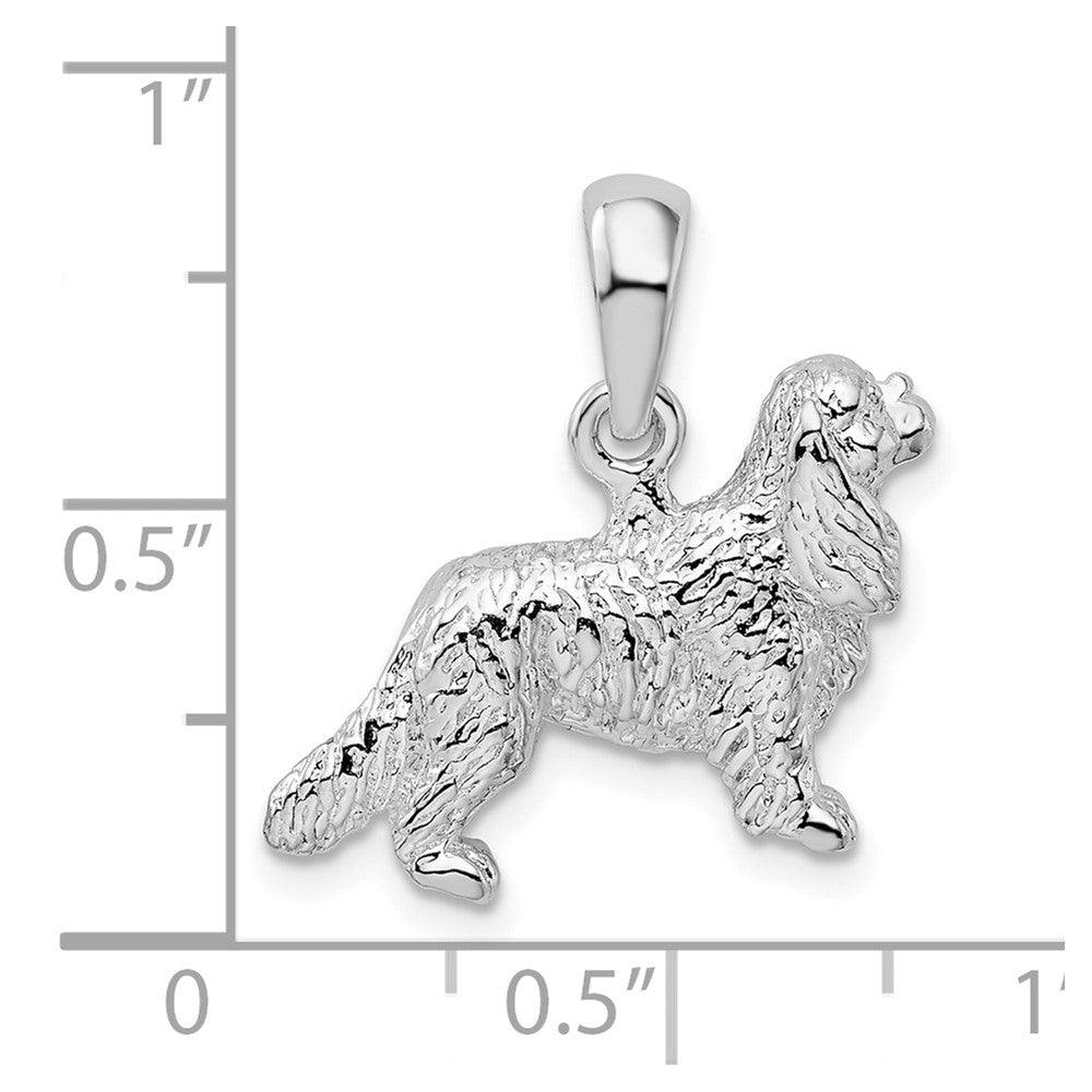 De-Ani Sterling Silver Rhodium-Plated 3D Cavalier King Charles Spaniel Pendant
