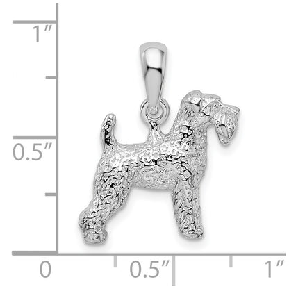 De-Ani Sterling Silver Rhodium-Plated Textured 3D Welsh Terrier Pendant