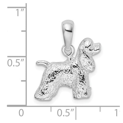 De-Ani Sterling Silver Rhodium-Plated Textured 3D Cocker Spaniel Pendant