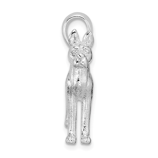 De-Ani Sterling Silver Rhodium-Plated Textured 3D Great Dane Pendant
