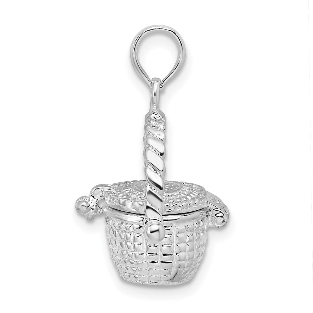 De-Ani Sterling Silver Rhodium-Plated Moveable 3D Nantucket Basket Pendant