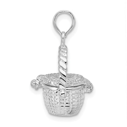 De-Ani Sterling Silver Rhodium-Plated Moveable 3D Nantucket Basket Pendant