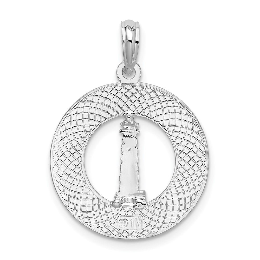 De-Ani Sterling Silver Rhodium-Plated Kennebunkport Circle with Lighthouse Pendant