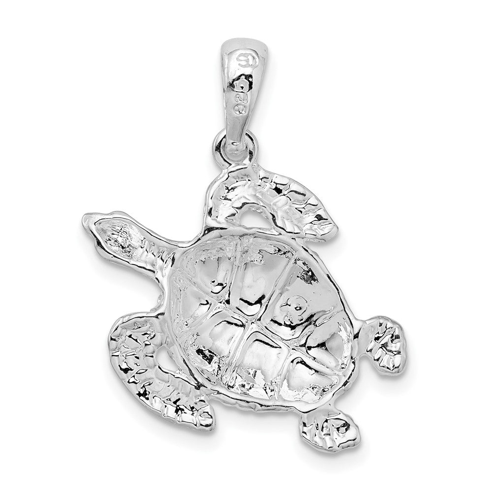 De-Ani Sterling Silver Rhodium-Plated Polished Sea Turtle Pendant