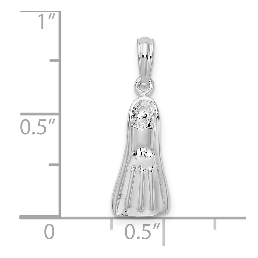 De-Ani Sterling Silver Rhodium-plated Polished 3D Scuba Flipper Pendant