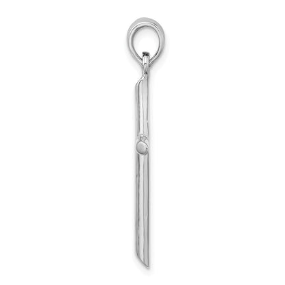 De-Ani Sterling Silver Rhodium-Plated 3D Cylinder with Beveled Ends Cross Pendant