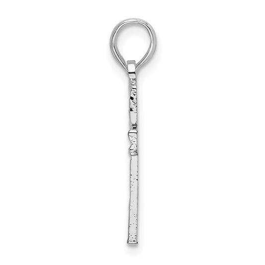 De-Ani Sterling Silver Rhodium-plated All-Over Diamond-Cut Latin Cross Pendant