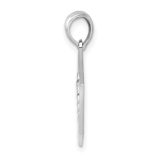 De-Ani Sterling Silver Rhodium-Plated Polished Caduceus Hexagon Disc Pendant