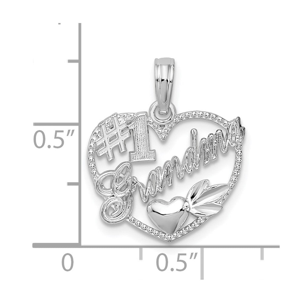 De-Ani Sterling Silver Rhodium-plated #1 Grandma in Heart Pendant