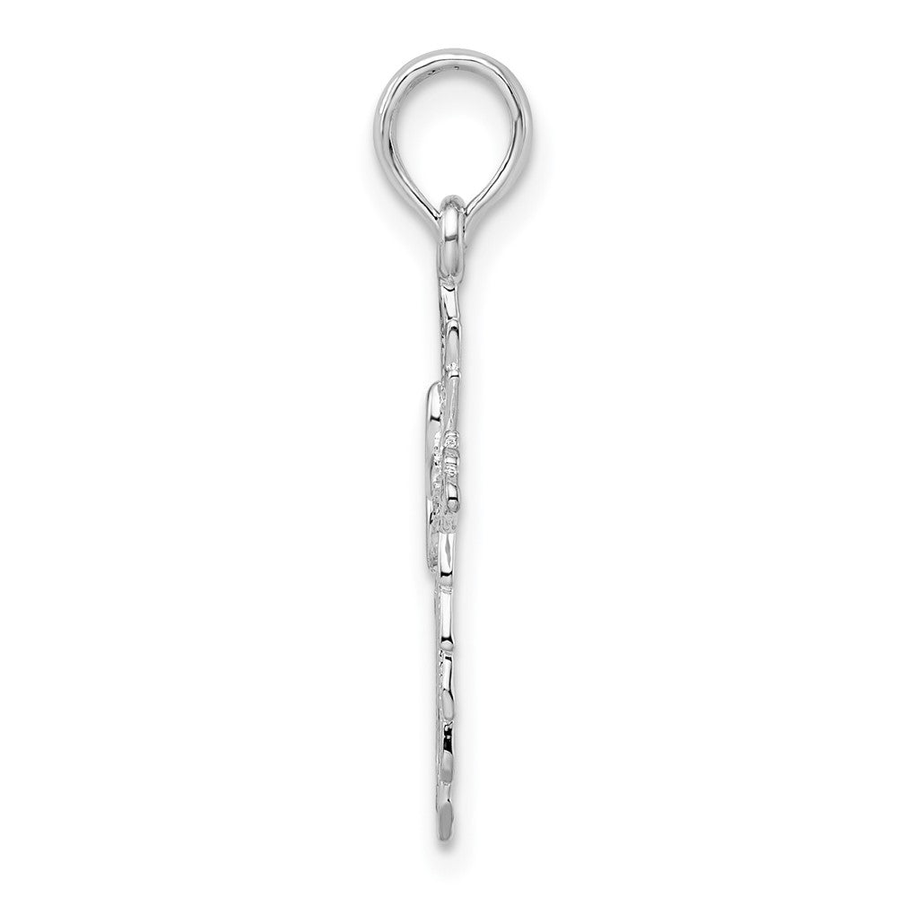De-Ani Sterling Silver Rhodium-Plated Scalloped Edge Cut-Out Cross Pendant